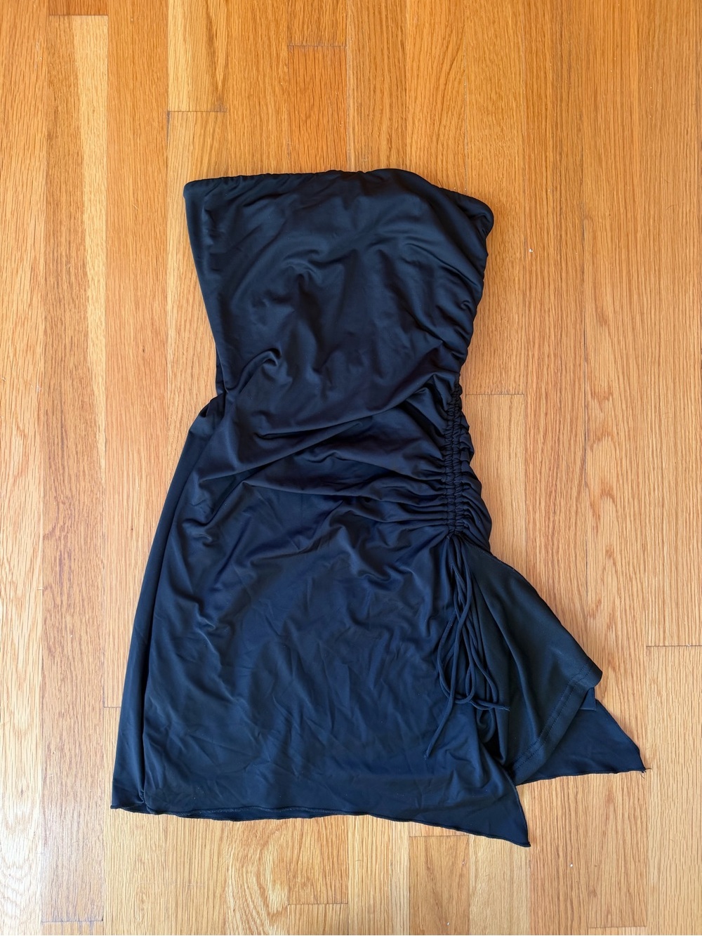 Princess Polly Black Strapless Ruched Mini Dress - Size 2